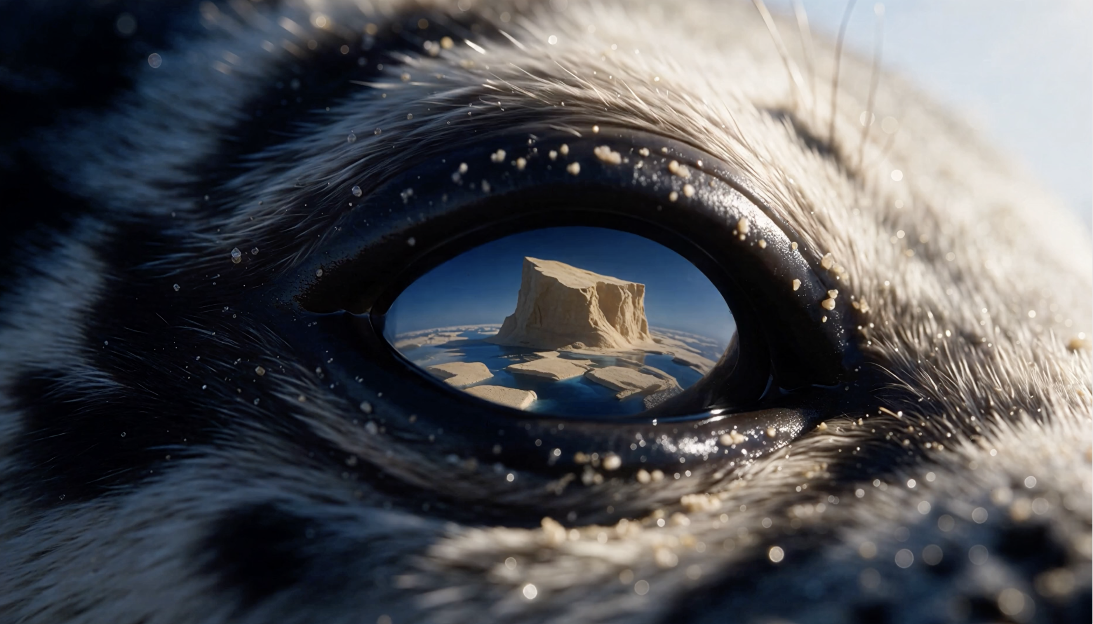 THE LAST ICE, an experimental film showing a polar ice field transformed into a sand desert and Arctic wildlife facing climate change.